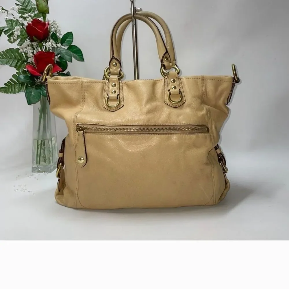 Coach Beige Leather Tote Bag